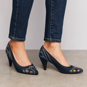 VIntage 80s Glitter Bedazzeled Jeweled Denim J. Renee heels  8.5 N